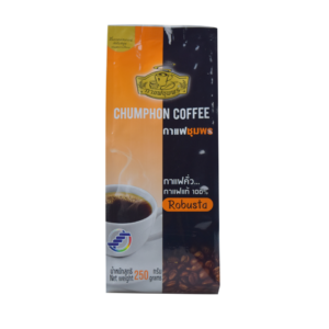 กาแฟโรบัสต้า พร้อมบดสำหรับใส่เครื่อง กาแฟชุมพร Robusta 100%